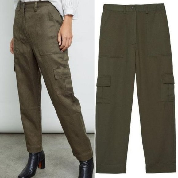 NWT Rails Cargo Pants Linen Military Utility Ankle 90s Olive Green Size XS - Picture 1 of 5